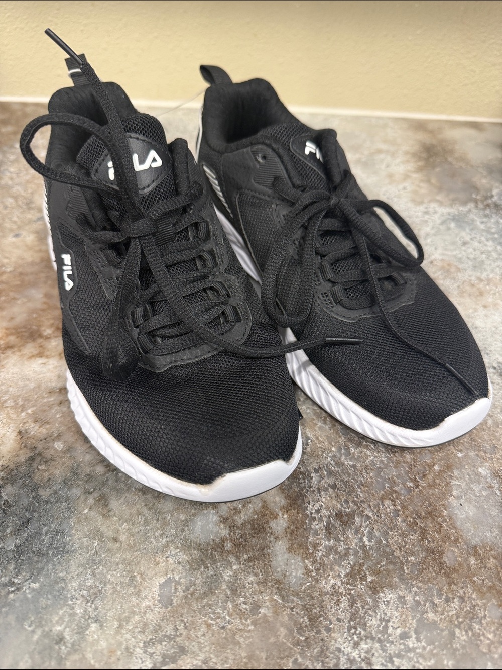 Fila Black Athletic Shoes with White Soles